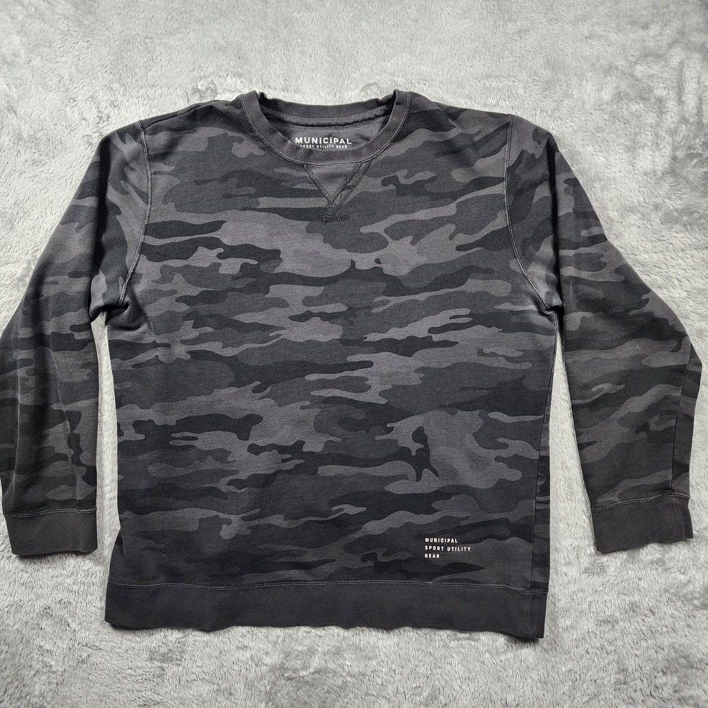 Municipal Sweatshirt Mens XL Gray Camo Pullover Sport Utility Gear Crewneck